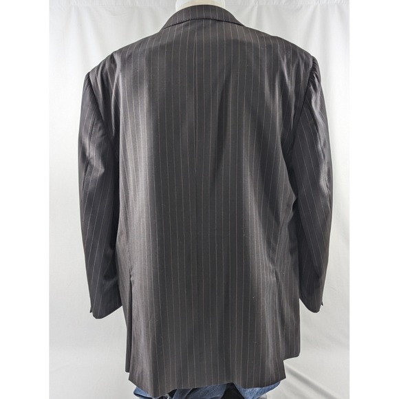 MaxDavoli Baroni Super 150's Black Pinstripe pink Wool Dual Vented Blazer 48R - Picture 5 of 11